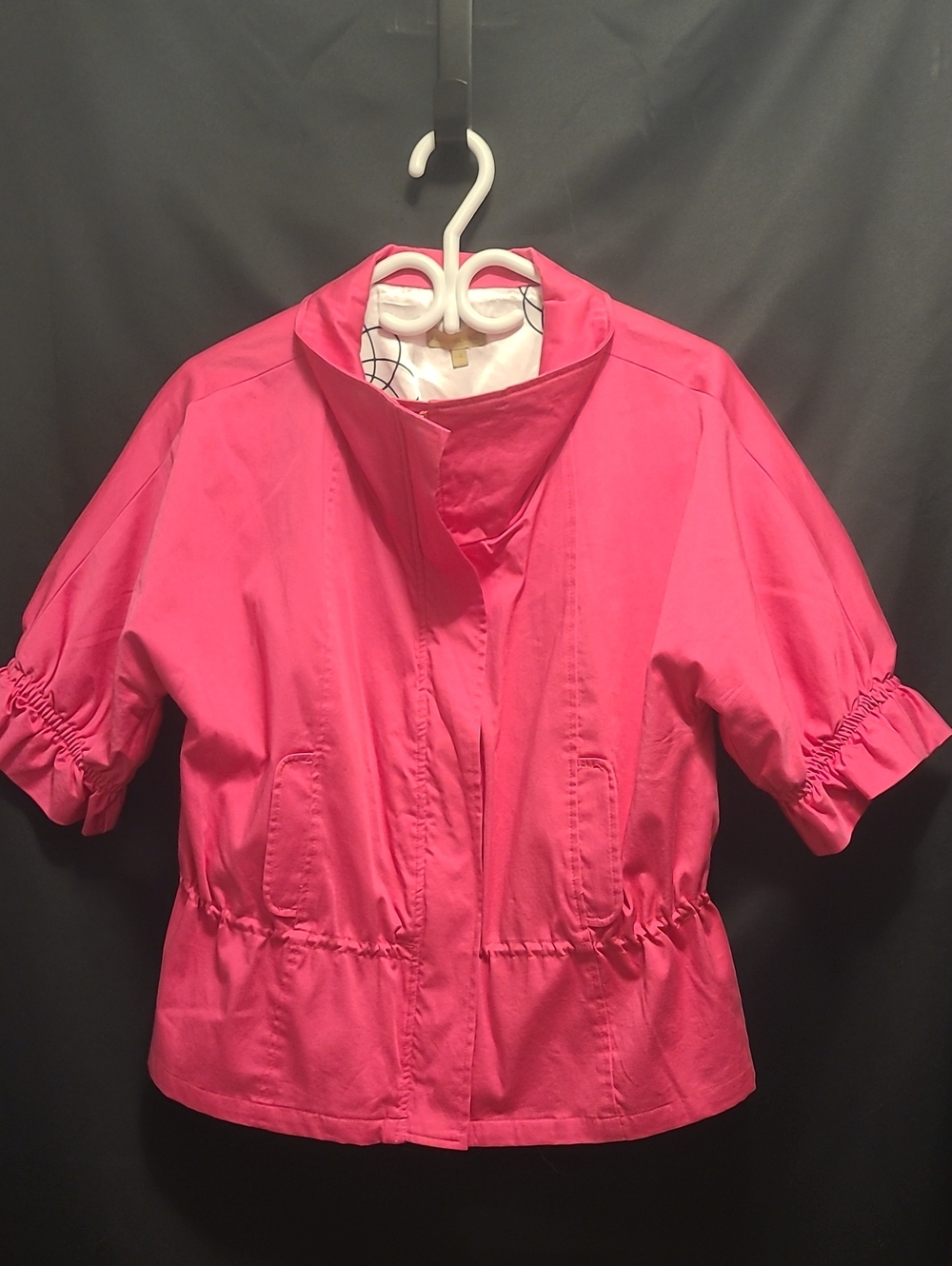 KERRYBROOKE Bright Pink Short Sleeve Zip Jacket Large